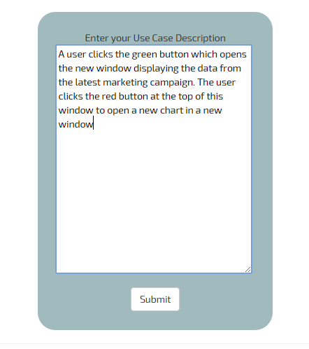 Enter Use Case Description Screenshot